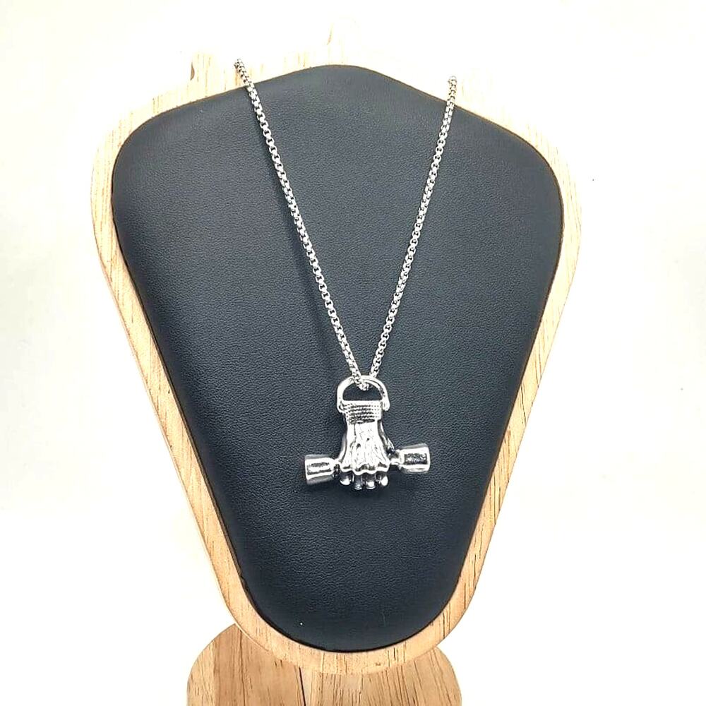 Stainless Dumbbell Workout Necklace Exercise Fitness Bodybuilding Birthday Gift